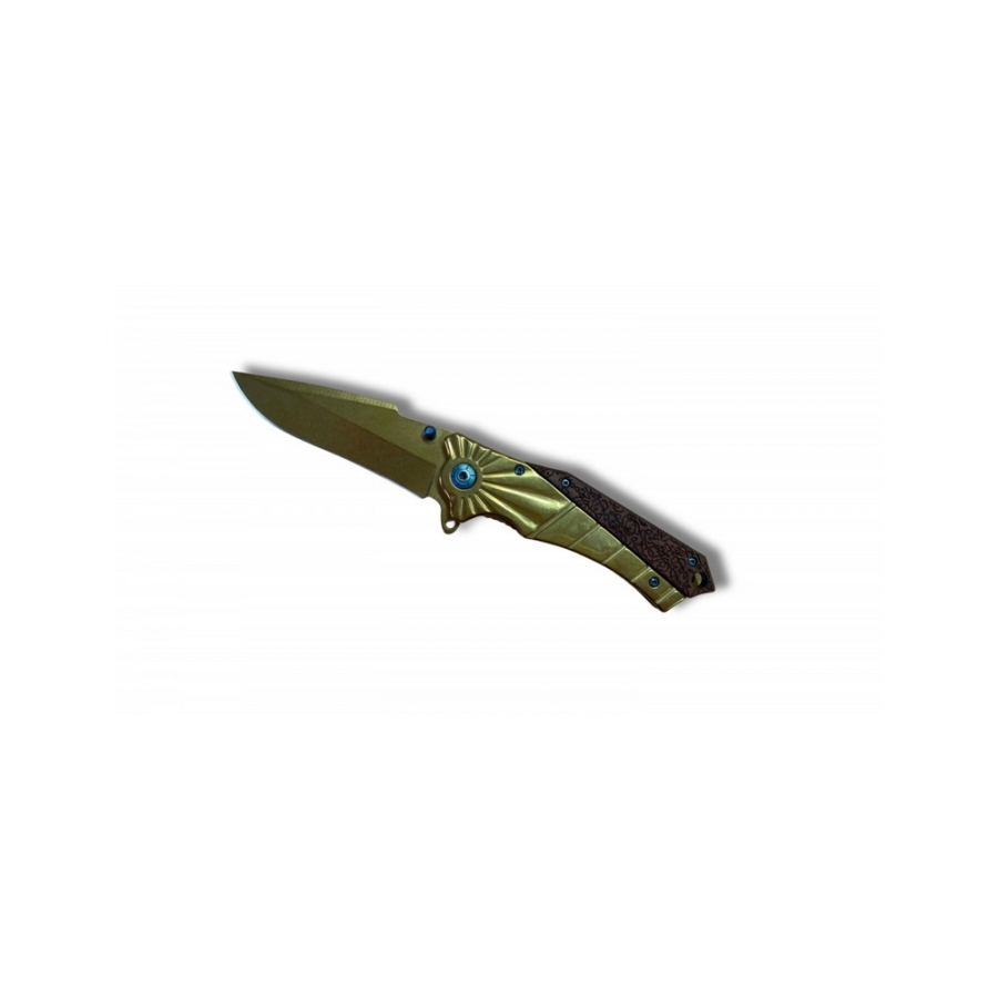 COUTEAU OUVERTURE ASSISTEE BOIS ET DORE